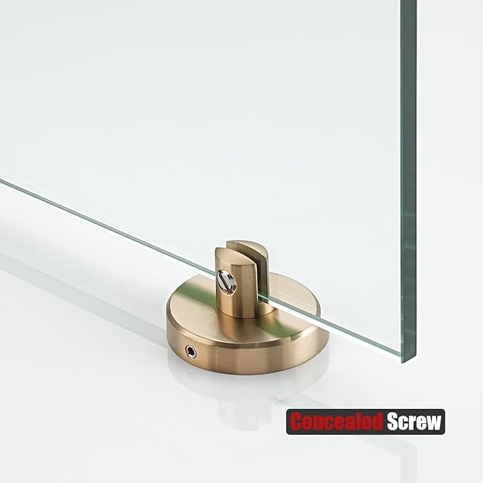 JQK Bathroom Glass Shelf, Tempered Glass Shower Storage 16 by 5 inches, 304 Stainless Steel Champagne Bronze Wall Mount 2 Pack, TGS101L16-CB-P2