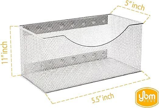YBM Home Magnetic Basket Storage Organizer with 16 Strong Magnets for Metal Desk, Fridge, Whiteboard, and Wall Locker Accessories, Large (4-Pack)