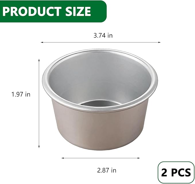 2 Packs Mini Flan Molds Small Pudding Mold Moldes Individuales Cups for Baking Raspberry Souffle Popover Pie Egg Tart Cake Aluminium Baking Molds 3.4"x2"