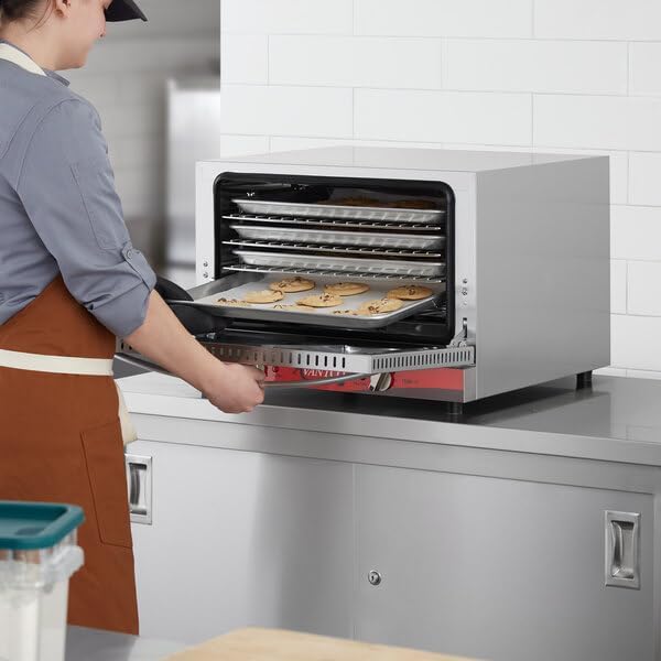 Full Size Commercial Countertop Convection Oven, 4.4 cu. ft., Electric, 208/240V, Stainless Steel, 4 Racks, 150-550°F Temperature Range, 32x28x23 Inches