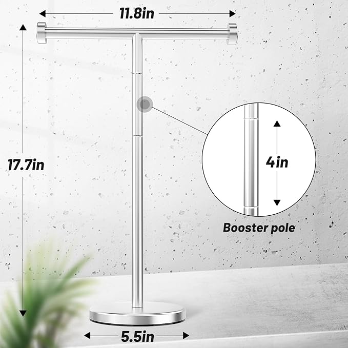 VEHHE Paper Towel Holder Countertop & T-Shape Hand Towel Holder, Height-Adjustable