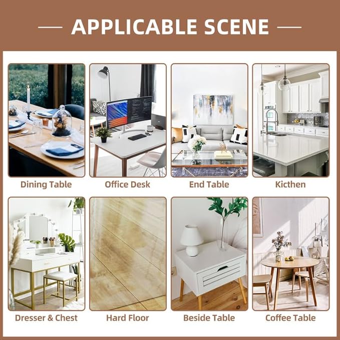 Warmstar Clear Table Cover Protector 40 x 40 Inch,1.5mm Thick Plastic Table Cover Rectangle,PVC Clear Table Protector,Desk Protector Mat for Kitchen, Dresser, Writing Desk,Dining Room Table