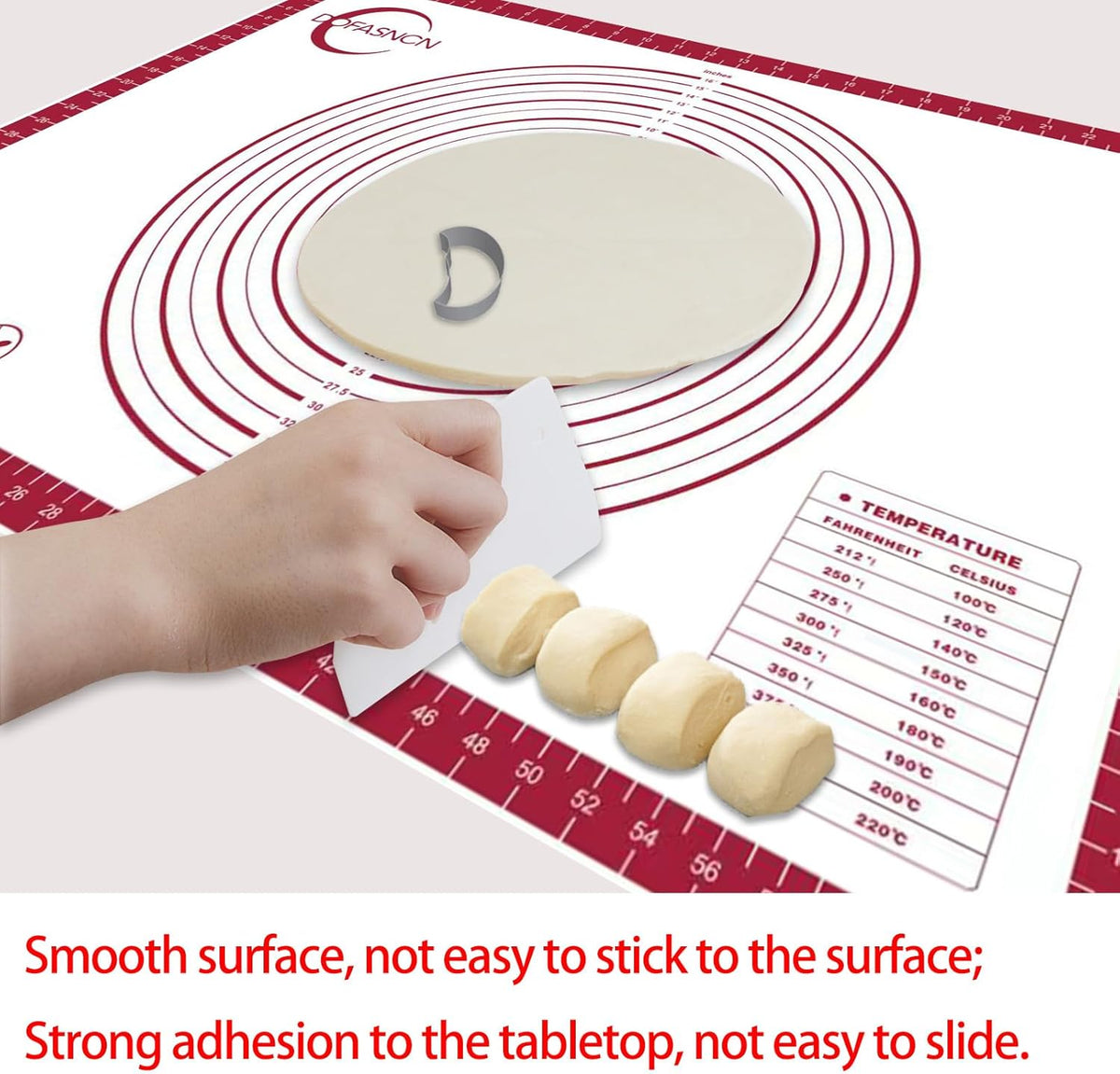 32x24" Silicone Pastry Mat for Rolling Dough Non Slip Non Stick Silicone Mats for Kitchen Counter Red