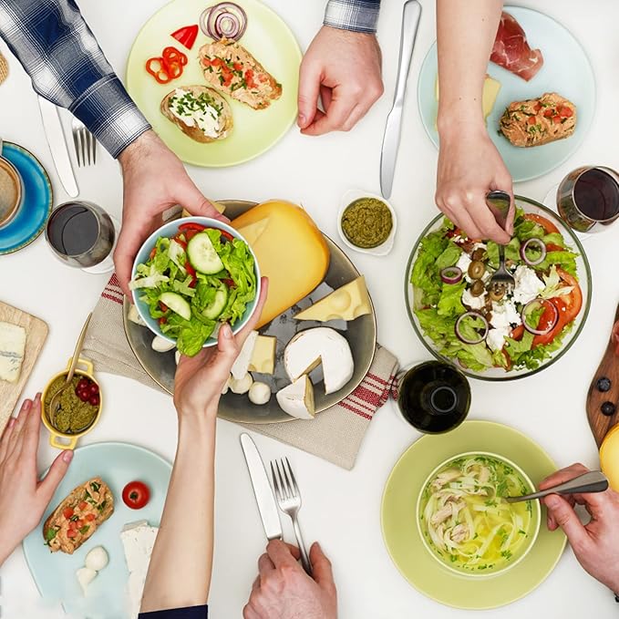 SANTUO Dessert Forks Set - 12-piece Stainless Steel Salad Forks Cream Fork Flatware Set Reusable for Household Use or Camping - Silver 6.7 Inches