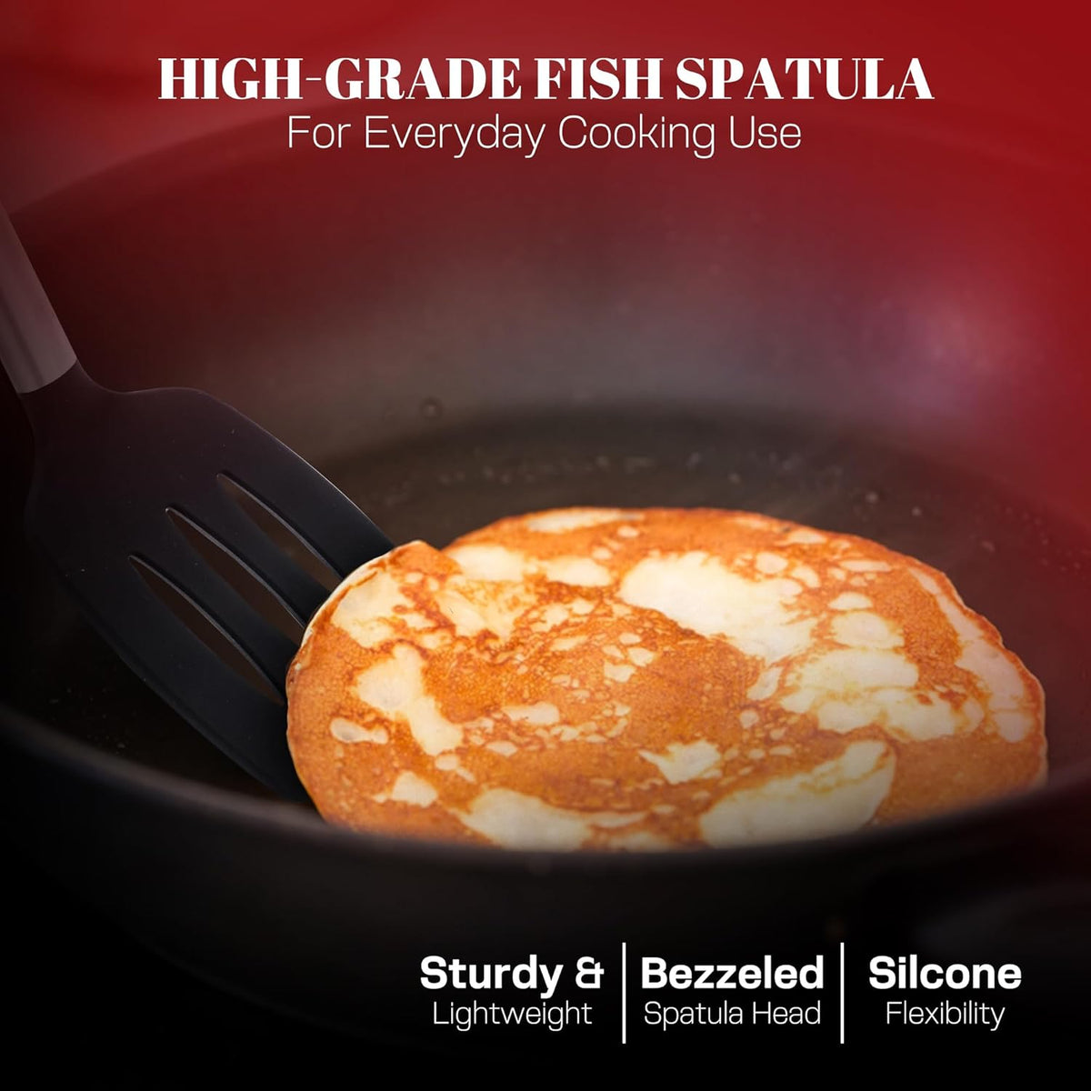 Silicone Spatula Set - Pack of 2 Non Stick Slotted Kitchen Spatulas, Heat Resistant Silicone Turner for Frying, Baking, BPA-Free, Slotted Spatula for Nonstick Cookware