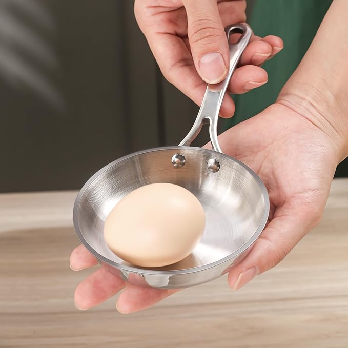 Macevia 0.12QT Mini Sauce Pan, 18/10 Stainless Steel Butter Warmer, Small Pot with Handle, Ideal for Kitchen, Restaurant, Camping & RV Use (4 Inch) - Silver