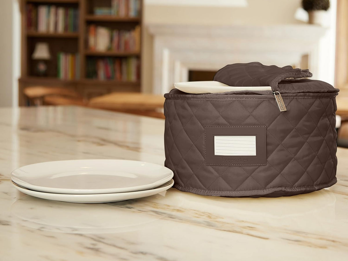 Covermates Keepsakes - Dish Storage - Padded Protection - ID Window - Stain Resistant - Machine Washable - China Storage, Bronze