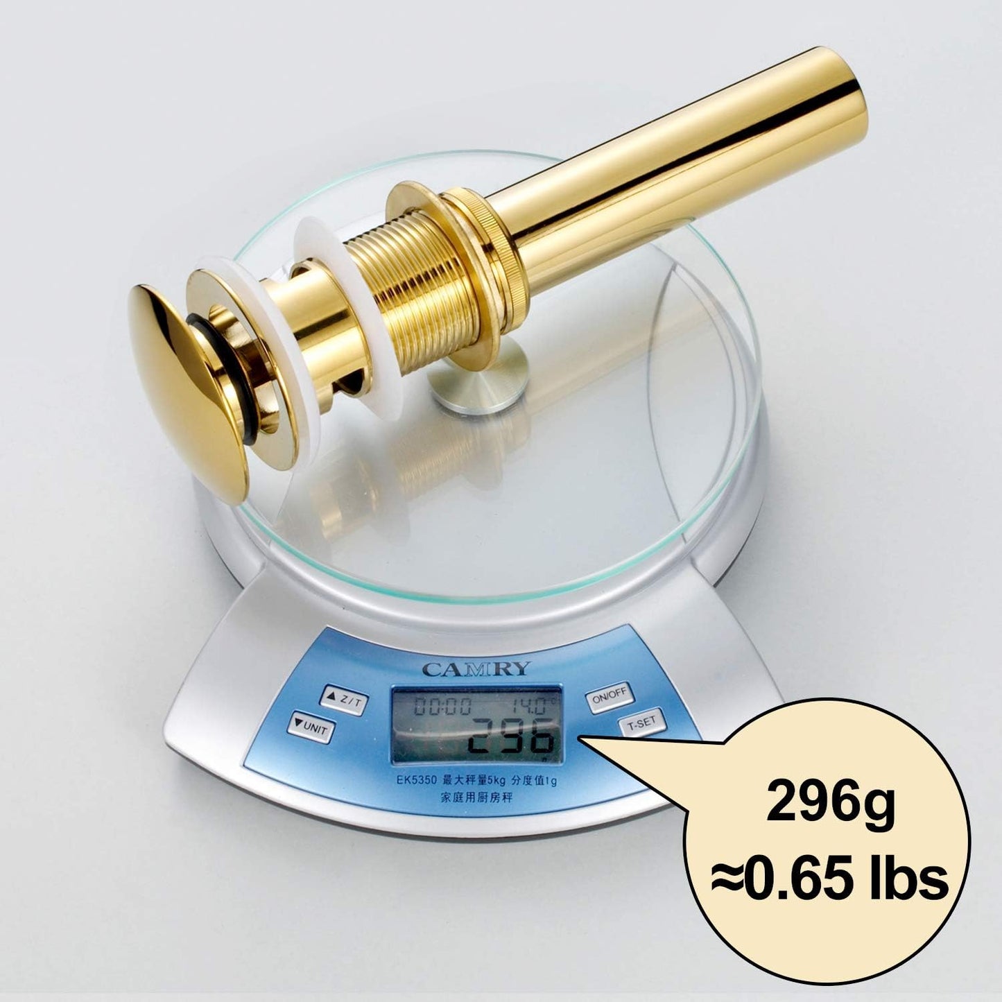 Pop Up Sink Drain With Overflow Bouncing Style Stopper Brass Gold Finish
