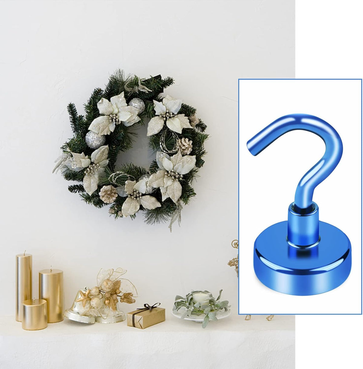 LOVIMAG Magnetic Hooks,25Lbs Magnet Hooks for Cruise Cabin, Magnetic Hooks for Hanging, Fridge, Classroom, Refrigerator, Ceiling, Office, Kitchen. Grill, Garage-6 Pack of Blue
