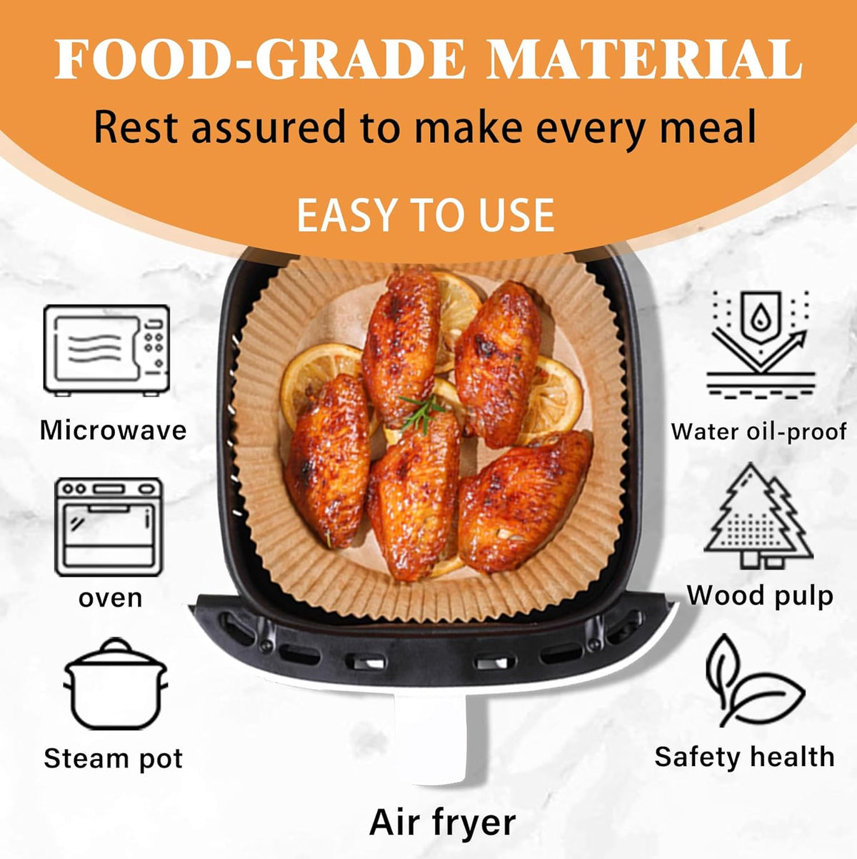 Air Fryer Disposable Paper Liners for Ninja AF161 AF150AMZ, 125 Pcs Round Parchment Cooking Liner for Airfryer, Microwave Oven, Frying Pan, 8 Inch Fryers Filters Sheets for 5 6 7 8 Qt Baking Basket