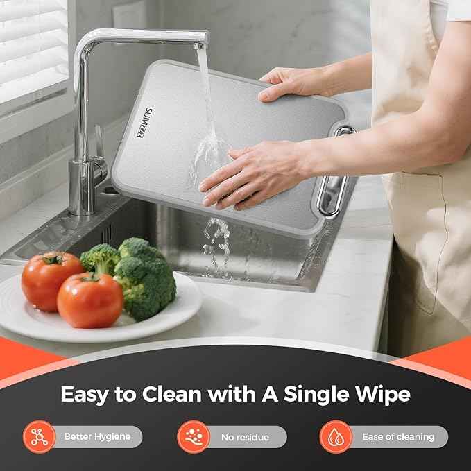 Stainless Steel Cutting Board for Kitchen, 2-in-1 Double-Sided Chopping Board, Food Grade Stainless Steel/PP (Silver, Set of 2(S+M))