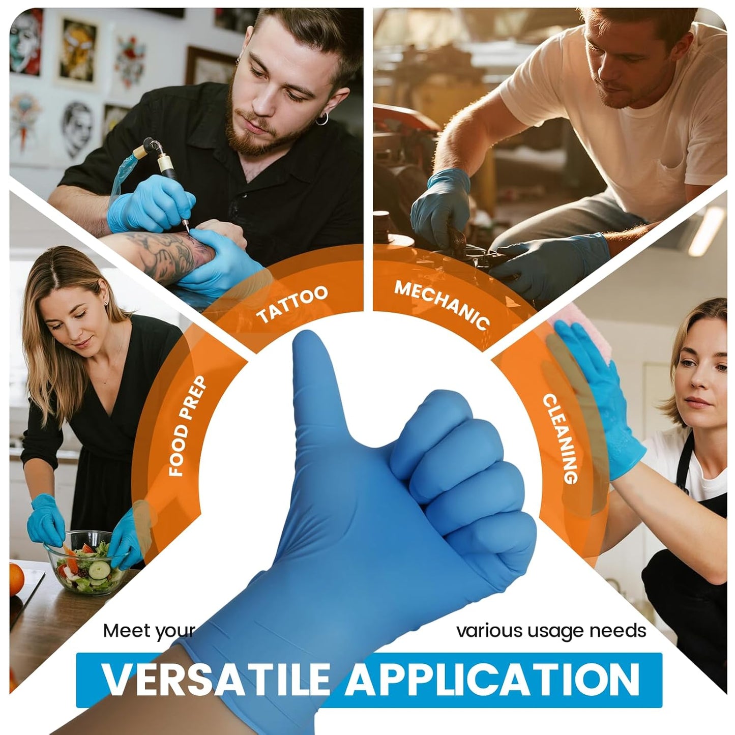 6 mil Disposable Nitrile Gloves, Heavy Duty Disposable Glove, Cooking Gloves, Latex Free, Powder Free (Blue of 100, X Large)