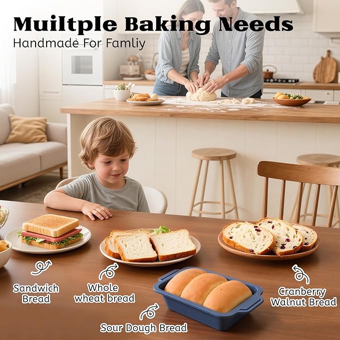 Bread Pan for Homemade Bread:9.5 x 5 Inch Silicone Loaf Pan for Baking with Metal Frame - Nonstick Banana Loaf Tin Tray for Sandwich Sourdough Pumpkin Sour Dough - for Oven Kitchen Home Bakers