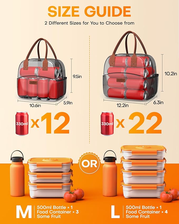 HOTOR Lunch Bag for Women & Men - Wear-Resistant Insulated Lunch Box with Large Capacity, Multi-Functional Cooler Bag for Office, Picnic, Beige with Colorful Floral, 10L,10.60" x 5.90" x 9.50"