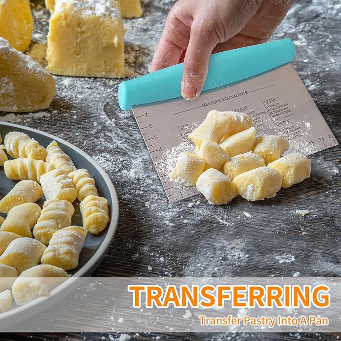 ALLTOP Bench Scraper & Chopper for Kitchen - Ideal Baking Essential Utensil,Stainless Steel Pastry/Dough/Food Cutter Tool for Cake Pizza Bread,Cooking - 1 Pack,Blue