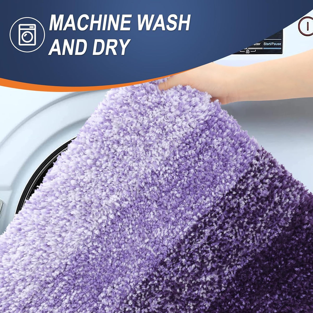 OLANLY Luxury Toilet Rugs U-Shaped 24x20, Extra Soft and Absorbent Microfiber Bathroom Rugs, Non-Slip Plush Shaggy Bath Mat, Machine Wash Dry, Contour Bathroom Mats for Toilet Base, Violet