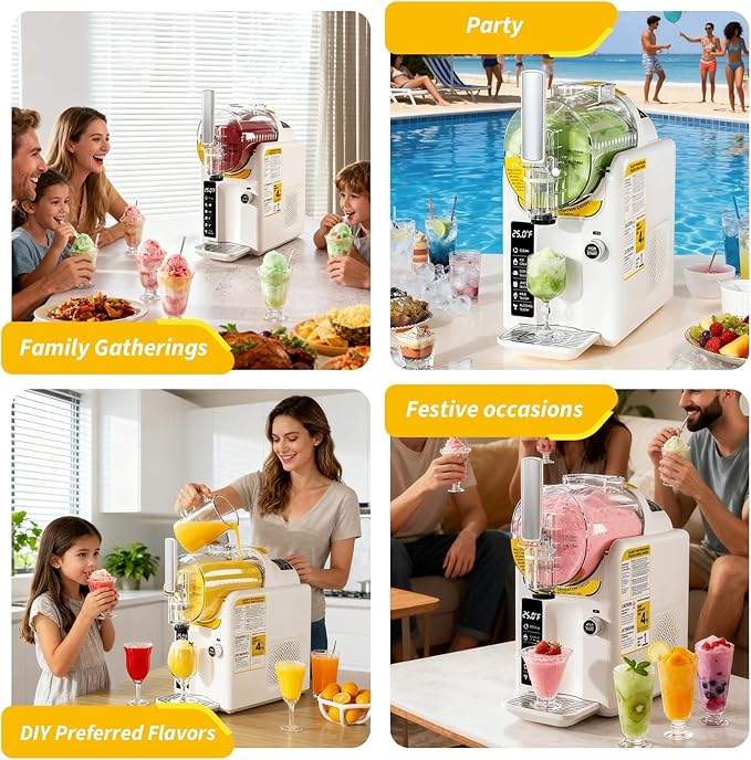 2 IN1 Soft Ice Cream Maker Slushie Machine for Home - 88oz Slushy Machine Maker No Ice Needed Self Cleaning, Frozen Drink Machine for Slushie, Margarita, Frappรฉs, Milkshake