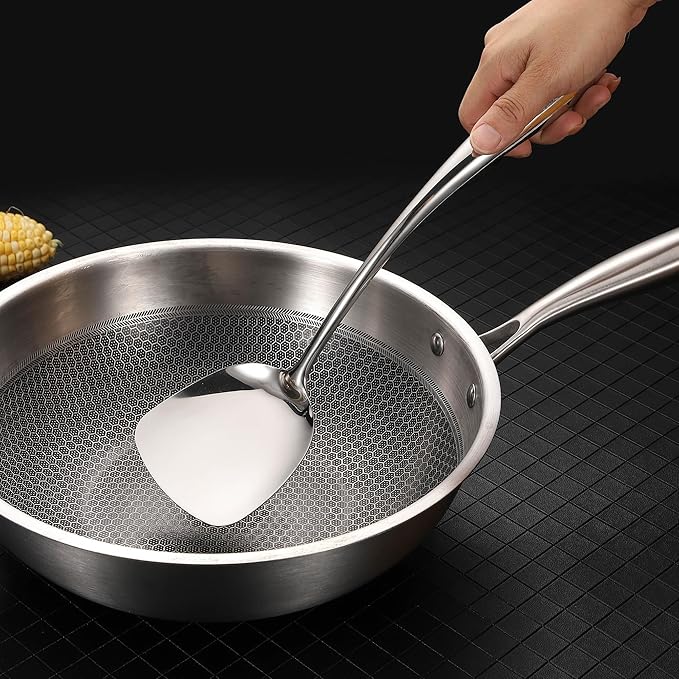 304 Stainless Steel Kitchen Utensil Set - 9 PCS Serving Utensils, Cooking Utensil, Solid Spoon, Slotted Spoon, Fork, Spatula, Ladle, Skimmer Spoon, Slotted Spatula Tunner, Spaghetti Spoon, Large Spoon