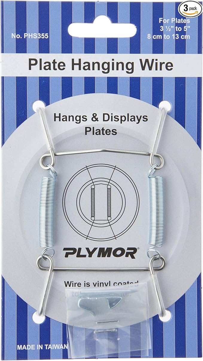 Plymor Stainless Steel Wall Mountable Plate Hanger, 3.125" H x 1.75" W x 0.5" D (For Plates 3.5" - 5"), Pack of 3