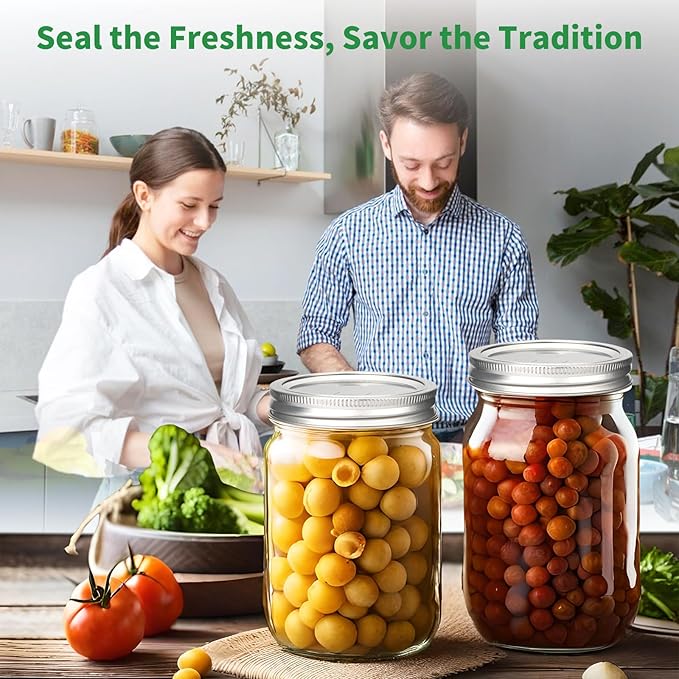 52Pcs Mason Jar Lids with Rings Regular Mouth, Upgrade Canning Lids with Rings/Bands for Ball, Kerr Jars and More, Split-Type with Leak Proof & Airtight, Food Grade Material for Mason Jars