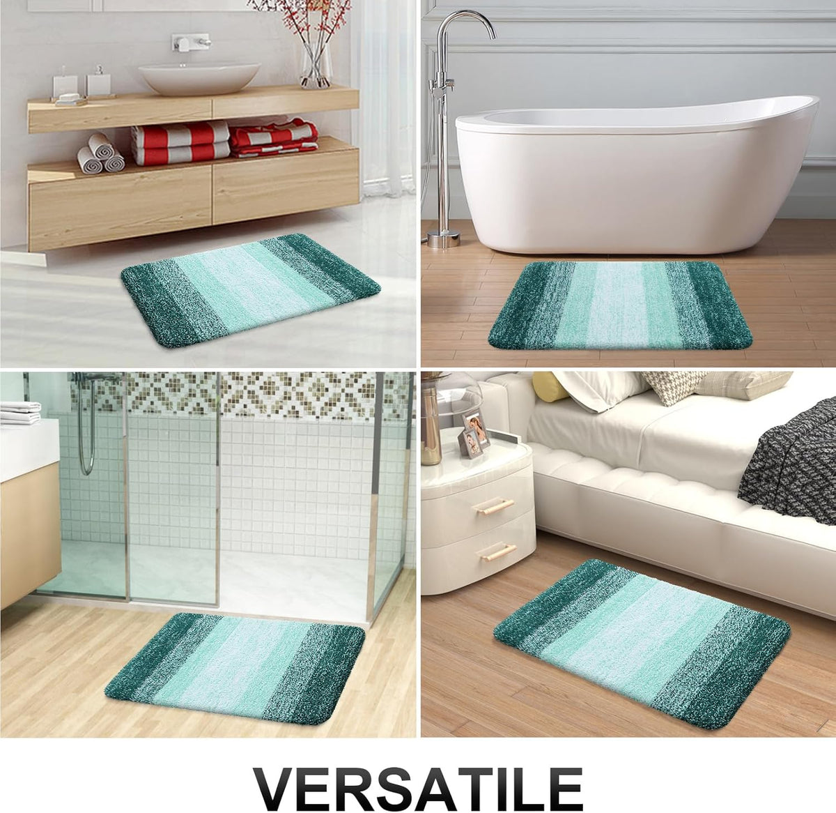 OLANLY Bathroom Runner Rugs 70x24, Extra Soft Absorbent Microfiber Bath Rugs, Rubber Backing, Quick Dry, Washable Bath Mats for Bathroom Floor, Tub and Shower, Home Decor Accessories, Blackish Green