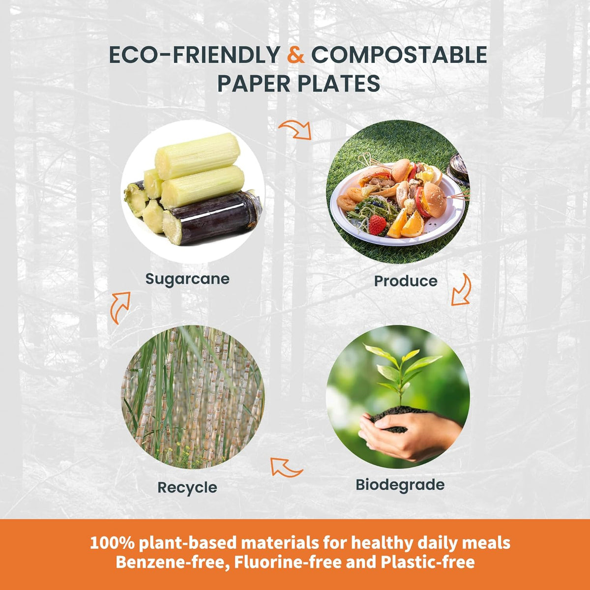 100% Compostable Paper Plates - 10 Inch, Bulk 300 Count - Disposable, Heavy Duty, Biodegradable Plates Made of Bagasse - Eco-Friendly, Large Size (White)