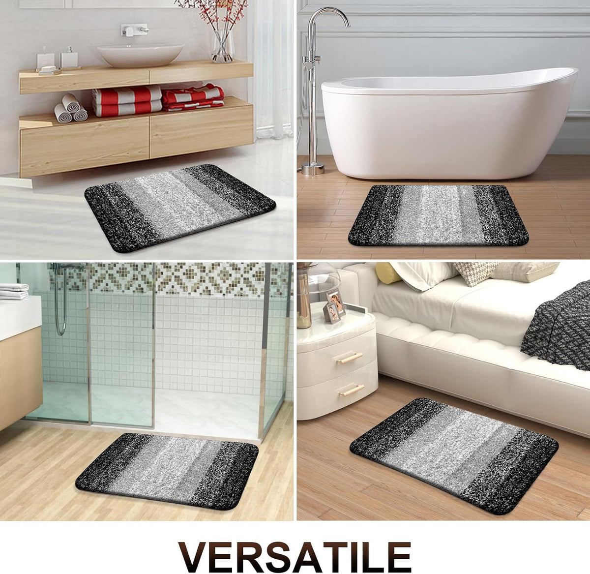 OLANLY Bathroom Runner Rugs 59x24, Extra Soft Absorbent Microfiber Bath Rugs, Rubber Backing, Quick Dry, Machine Washable Bath Mats for Bathroom Floor, Tub and Shower, Home Decor Accessories, Black