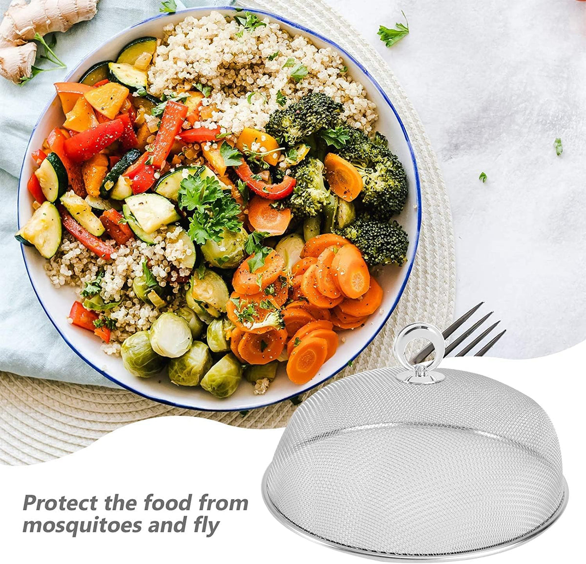 Metal Mesh Screen Food Cover, Stainless Steel Dome Food Tent Umbrella, Outdoor Picnic Food Cover Net Keep Out Flies, Bugs, Mosquitoes (11.81inches / 30cm)