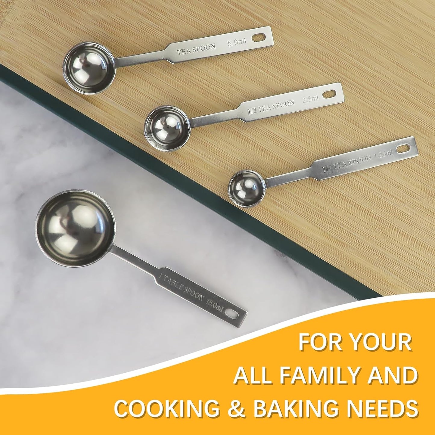 2PCS 1/4 Tsp(1.25ml) Single Measuring Spoon with, Stainless Steel Individual Measure Scoop Only