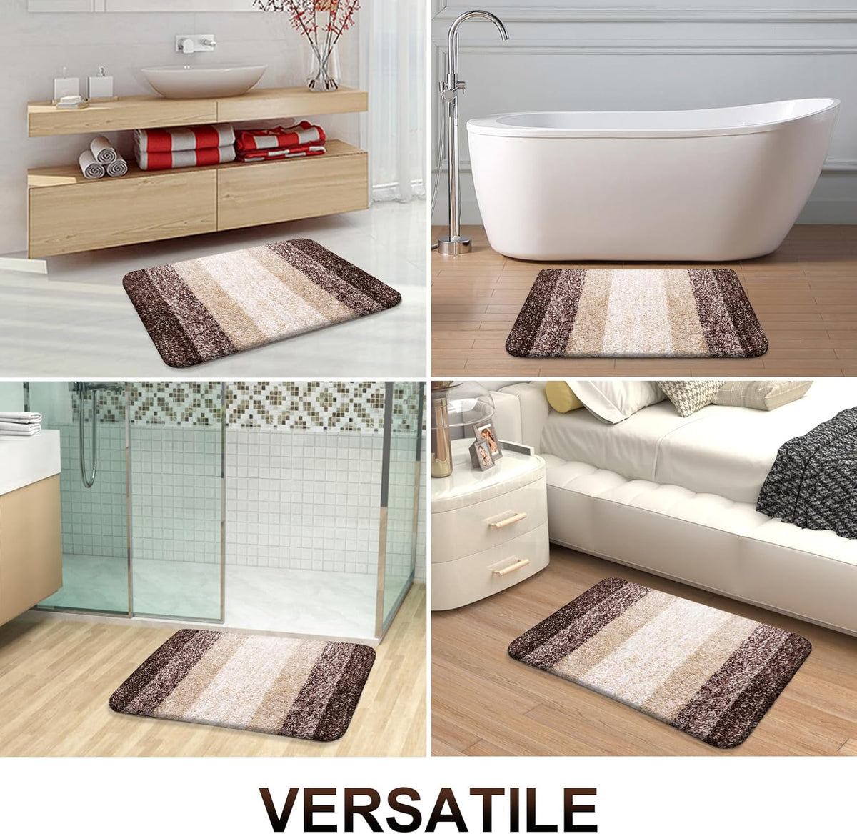 OLANLY Bathroom Runner Rugs 59x24, Extra Soft Absorbent Microfiber Bath Rugs, Rubber Backing, Quick Dry, Machine Washable Bath Mats for Bathroom Floor, Tub and Shower, Home Decor Accessories, Brown
