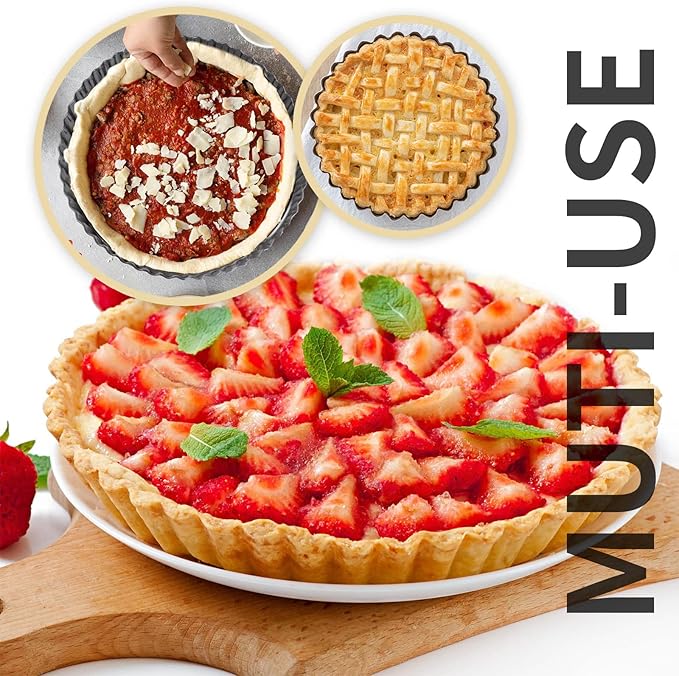 9“ & 11” Deep Dish Tart Pan, 2 Pack Nonstick 2” Tall Tart Pan, Quiche Pan, Carbon Steel Deep-dish Pie Pan with Removable Loose Bottom for Baking Thanksgiving Christmas