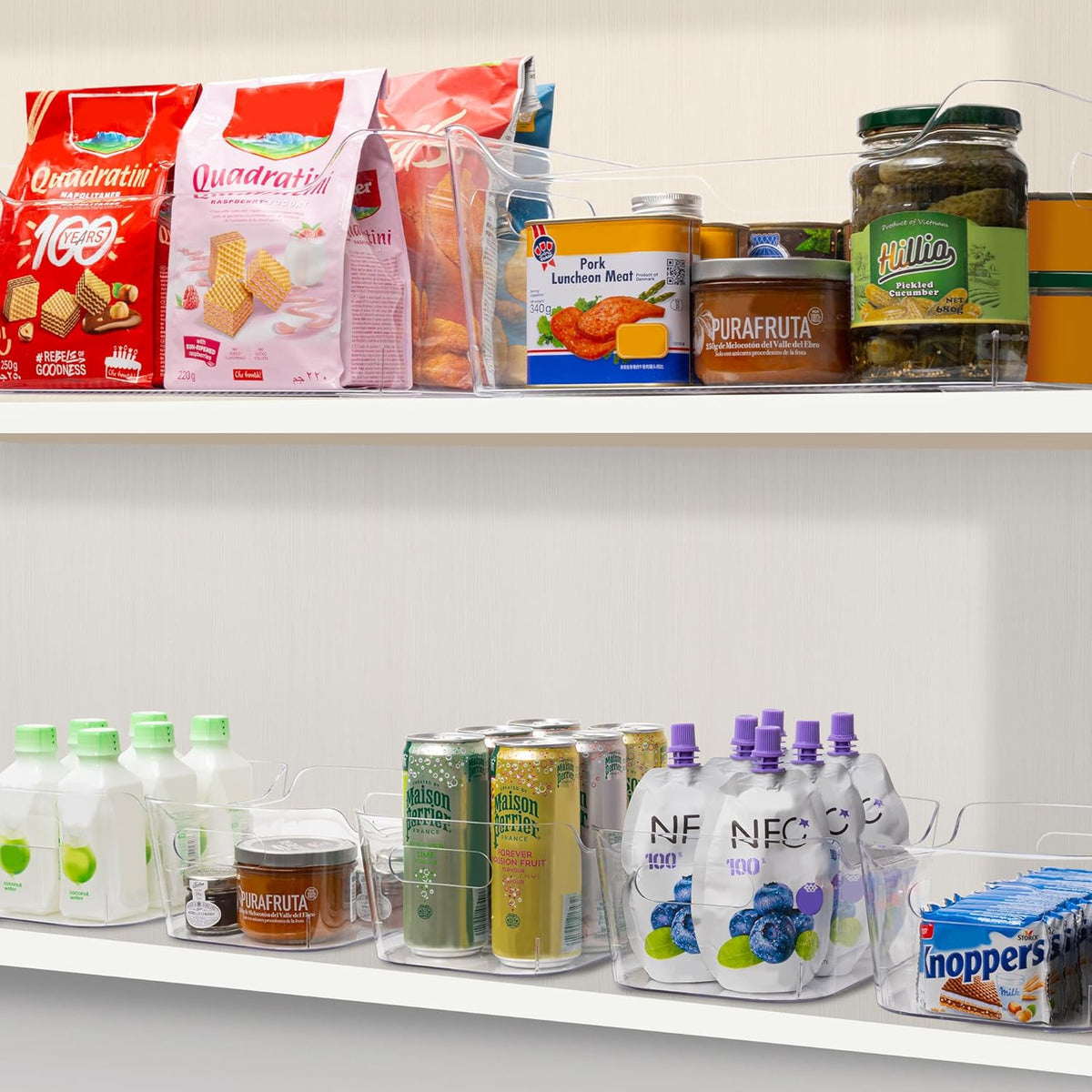 Tiawudi Set of 8 Clear Plastic Storage Bins, 2 Extra Large and 6 Small Storage Containers for Pantry Organization, Multi-Use Organizer Bins for Home, Kitchen, Cabinet, Bathroom, Fridge & Freezer