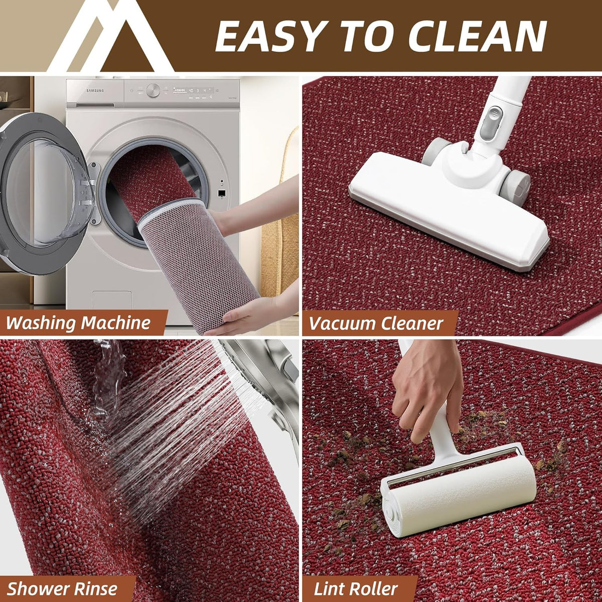 COSY HOMEER Kitchen Rugs 20"x32" Non-Slip Kitchen Mats for Floor Absorbent Stain Resistant Kitchen Floor Mat Machine Washable Rugs for Kitchen,Hallway,Sink,Red