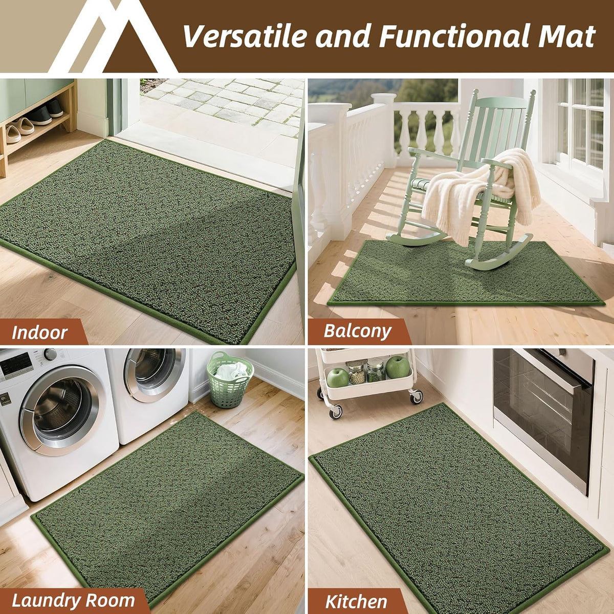 COSY HOMEER-Door-Mat 32"x48" Non Slip Absorbent Entryway Rugs Dirt Trapper Doormats Washable Entrance Mats Low Pile Welcome Floor Mat for Front Back Door and Entry Mats,Green