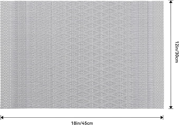 Leetaltree Lunar Grey Placemats Set of 4 - Heat Resistant Non-Slip Place mats for Dining Table, Washable Durable PVC Vinyl Woven Table Mats(Lunar Grey, 4)