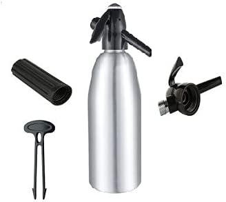 Aluminum Soda Siphon, Sparkling Water Maker, Compatible with Standard 8g CO2 Cartridges (1L), Carbonated Water Machine, Soda Streaming Machine, Soda Maker (Silver)