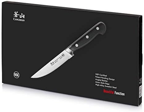 Cangshan TV2 Series 1022889 Swedish 14C28N Steel Forged 4-Piece Steak Knife Set