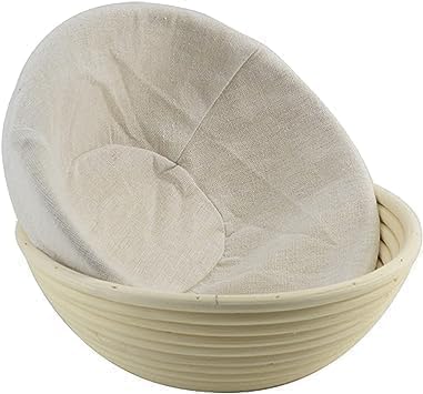 2Pcs 9 Inch Proofing Bread Basket Cloth, Reusable Breathable Liner Cotton Flax Proofing Bread Cloth, Baking Tools and Accessories for Kitchen and Dining, Round Baking supplies Bread Proofing Baskets