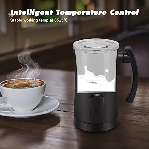 Automatic Milk Frother 4-in-1 Electric Milk Steam Machine 350ml Hot and Cold Mousse Chocolate Maker Latte Coffee Cappuccino Macchiato Automatic Heating Machine (Black)