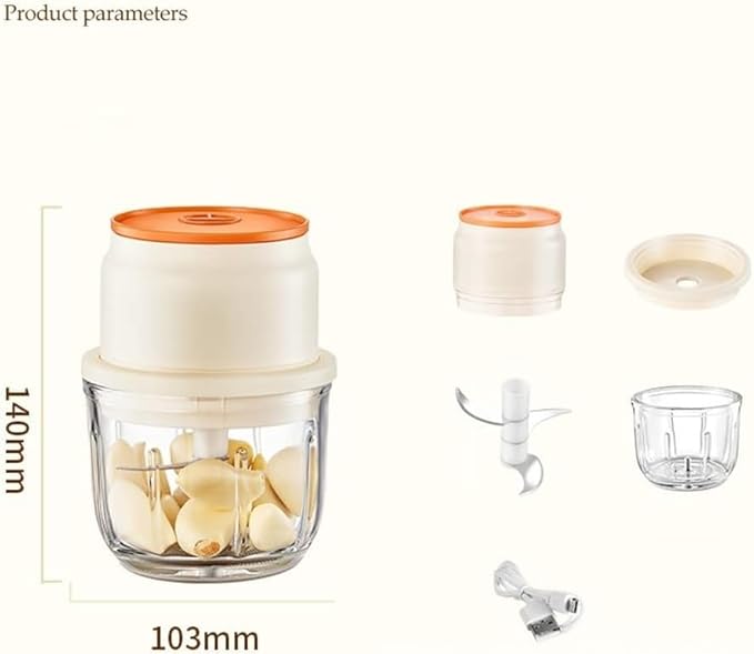 Mini Cordless Electric Mini Chopper, Portable Powerful Garlic Chopper, Onion Grinder, Masher, Crusher, Food Processor for Ginger, Chili, Veggie (Size : 150ml)