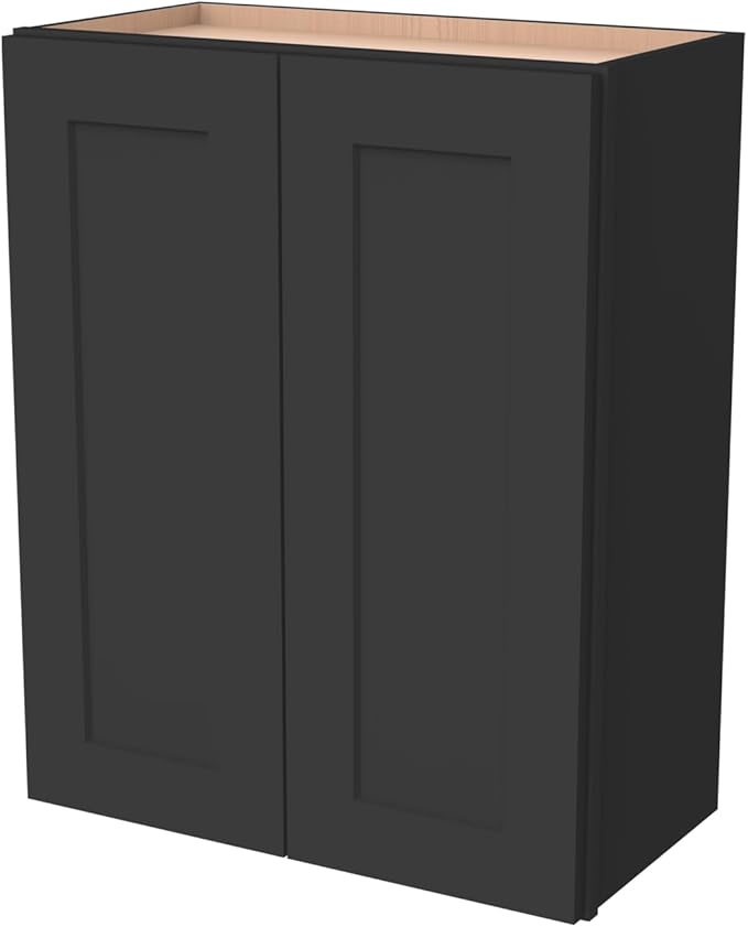 Wall-Mounted Cabinet – Solid Wood Shaker Style Medicine Cabinet with Adjustable Shelves & Soft-Close Doors for Bathroom, Kitchen, and Office Storage (Charcoal Black, 39" W x 12" D x 42" H)