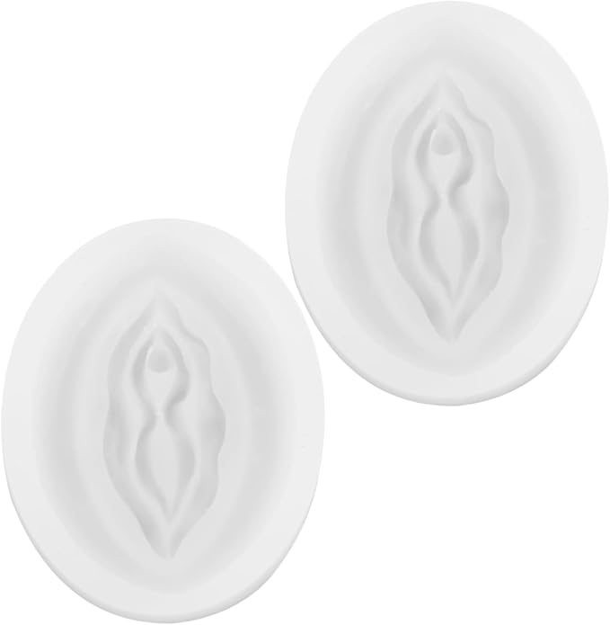 2Pcs White Women Genital Shape Chocolate Mold Novelty Candy Making Molds Silicone DIY Mould Jelly Tray Fondant Cake Making Supplies Pastry and Baking Molds Bakeware