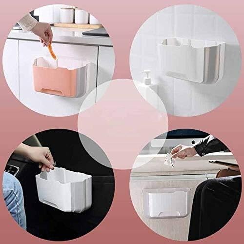 Hanging Trash Can, Kitchen Garbage Bin Waste Bins, Trash Can Kitchen Cabinet Door Wall Mounted Folding Waste Bin Kitchen Cabinet Door Hanging Trash Can Home Mounted Folding Storage Bin ( Color : B )