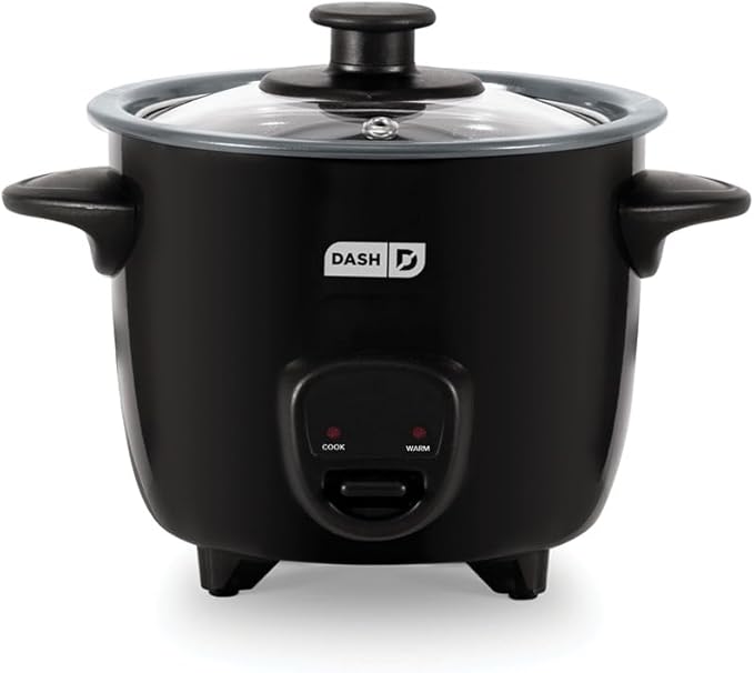Dash Mini Ceramic Rice Cooker - Designed for Single-Serve Cooking - Compact Rice Cooker with Nonstick Removable Pot, Keep Warm Function & Easy-to-Clean Sleek Design - Black Ceramic