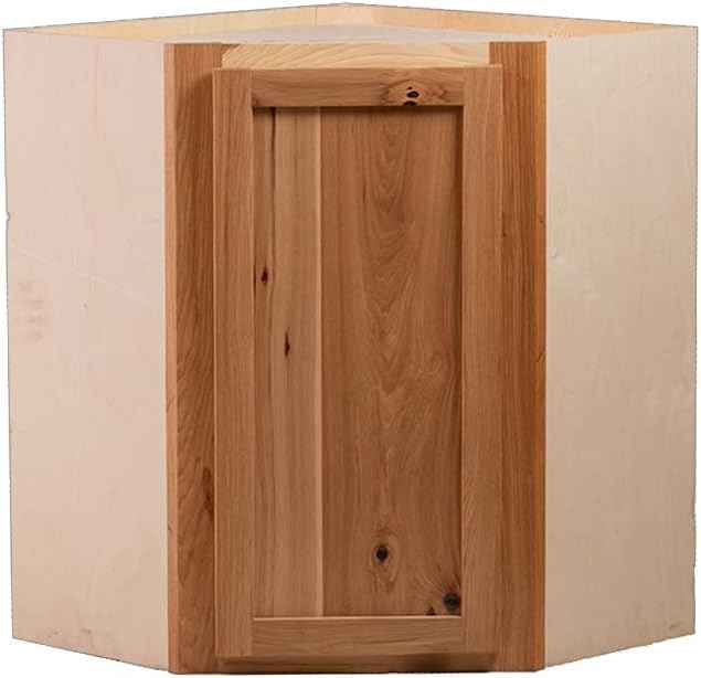 Quicklock RTA (Ready-to-Assemble) 42" Tall Wall Kitchen Cabinets - Shaker Style | 100% Hardwood | Made in America | Soft Close Hardware (Rustic Hickory, 12" D x 24" W x 42" H Corner)