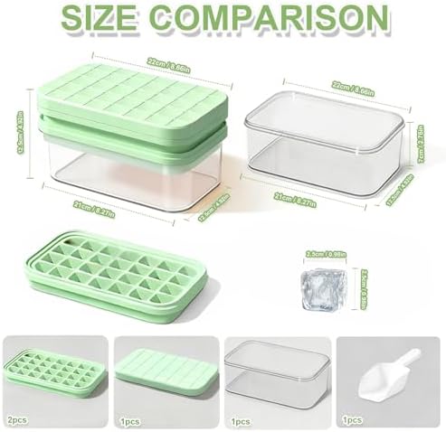 Plastic Ice Cube Trays + Silicone Ice Cube Trays with Lid and Bin