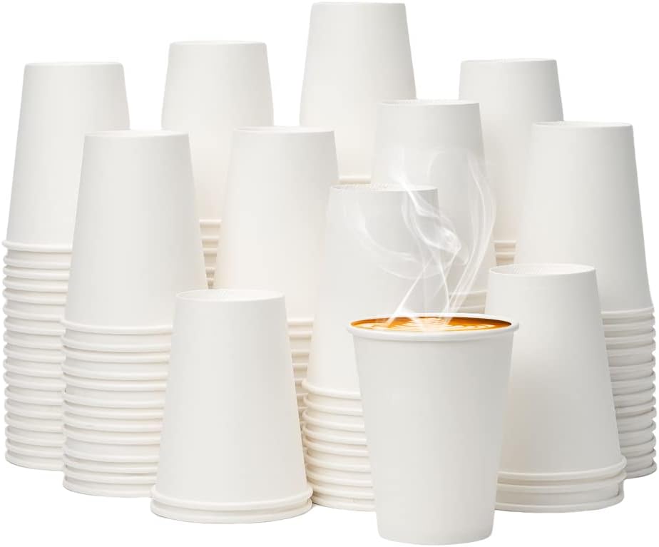 YEEHAW 12 oz 300 Pack Disposable Paper Coffee Cups, Bulk White Hot to Go Cups for Hot Coffee, Hot Liquid, Chocolate, Juice, Hot Beverage Drinkings, Ideal for Cafes, Bistros, Office and Family