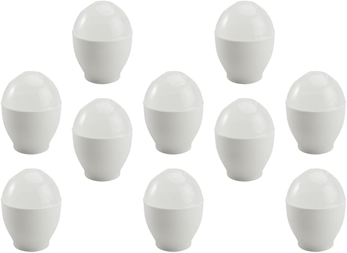 INOOMP 10pcs Microwave Oven Egg Cups White Steamed Egg Cooker Set for Home Kitchen Steamer Specialty Cookware