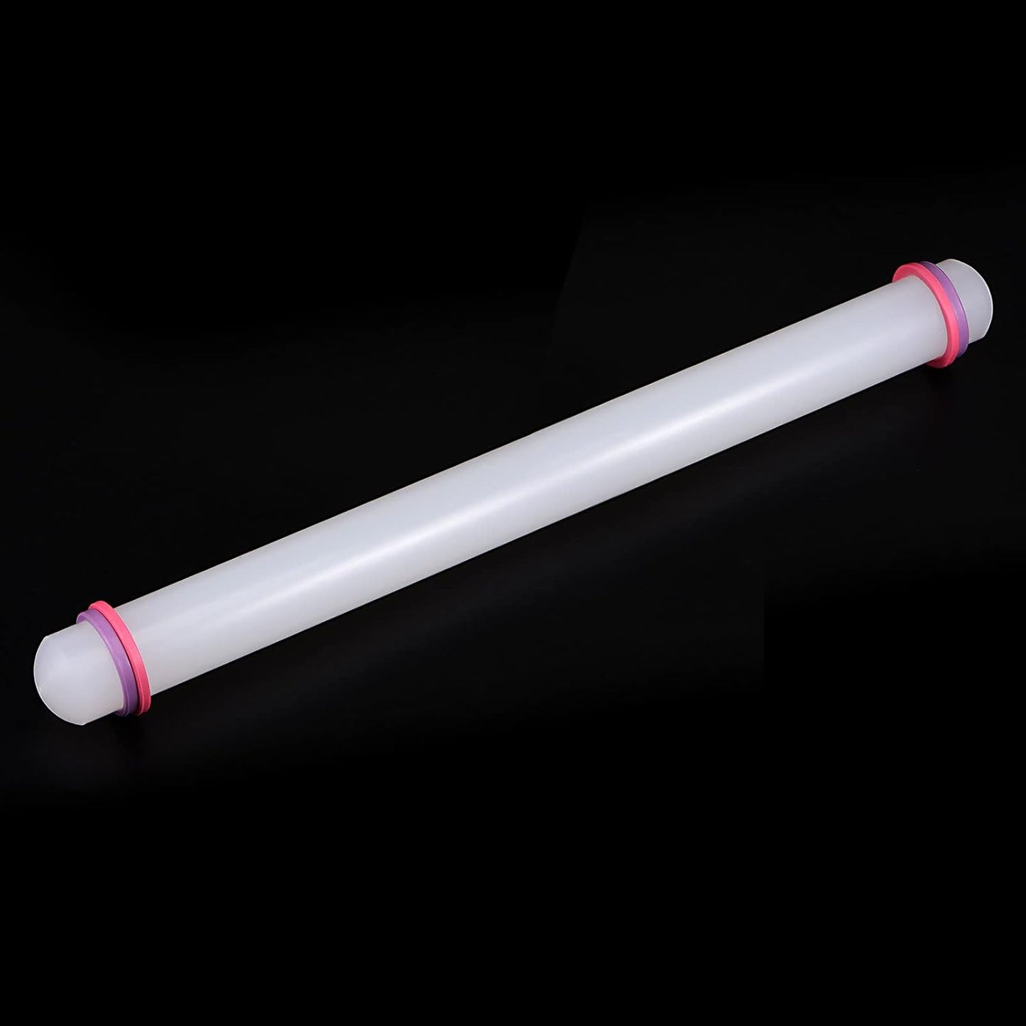 HARFINGTON Fondant Rolling Pin 20 Inch x 1.38 Inch Adjustable Guide Rings Non-Stick PP Plastic Fondant Roller Dough Roller Kitchen Decorating Tools for Cookie Pastry Pizza Clay