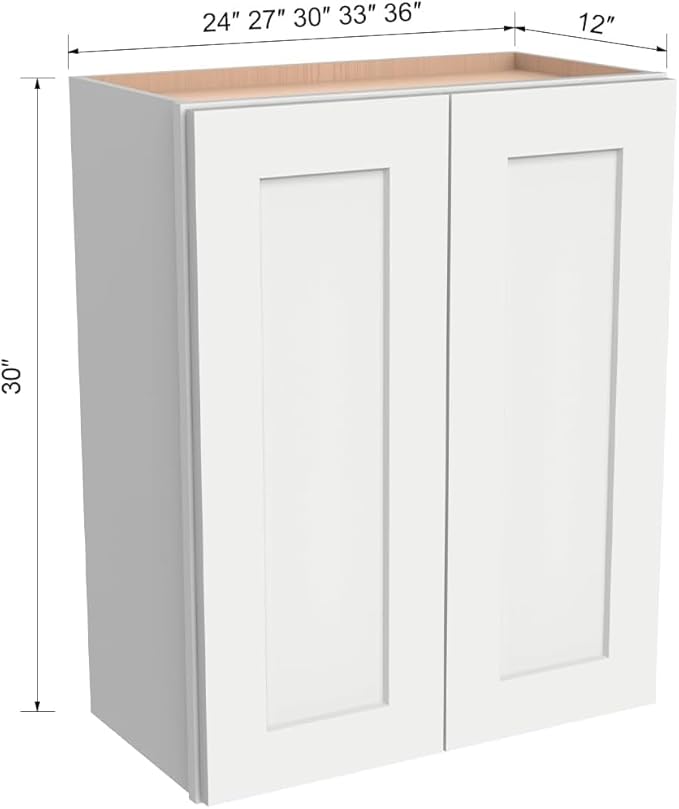 Wall-Mounted Cabinet – Solid Wood Shaker Style Medicine Cabinet with Adjustable Shelves & Soft-Close Doors for Bathroom, Kitchen, and Office Storage (Origami White, 39" W x 12" D x 36" H)